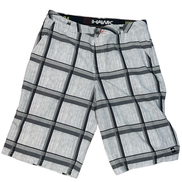 Tony Hawk Other - TONY HAWK Hybrid Shorts Grey Plaid Striped Skate Board Swim Trunks Mens size 34